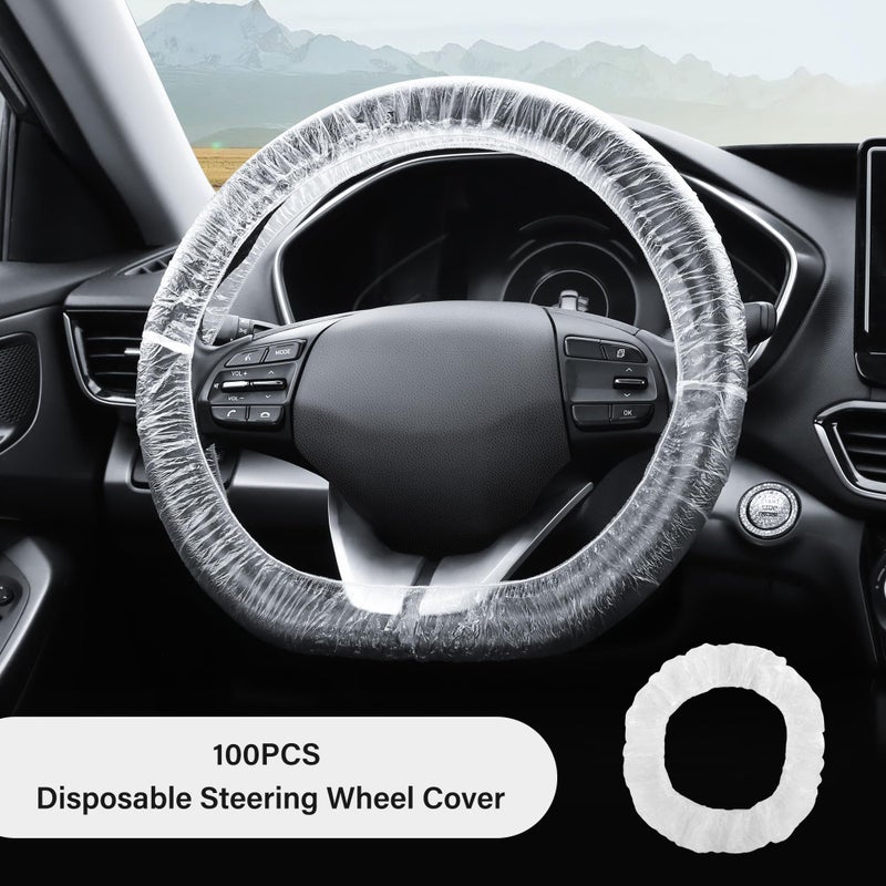 NHHC 100PCS Disposable Steering Wheel Covers Disposable Steering Wheel Protector with Elastic for Avoiding Scuffs & Scratches Universal Car Steering Wheel Cover Car Accessories - Image 5